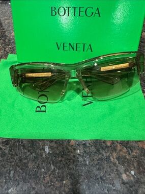 Bottega Veneta Transparent Yellow Frame Sunglasses with Gold Accents